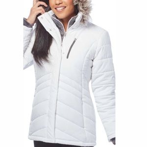 XOXO White Parka With Detachable Fur Hood Coat S